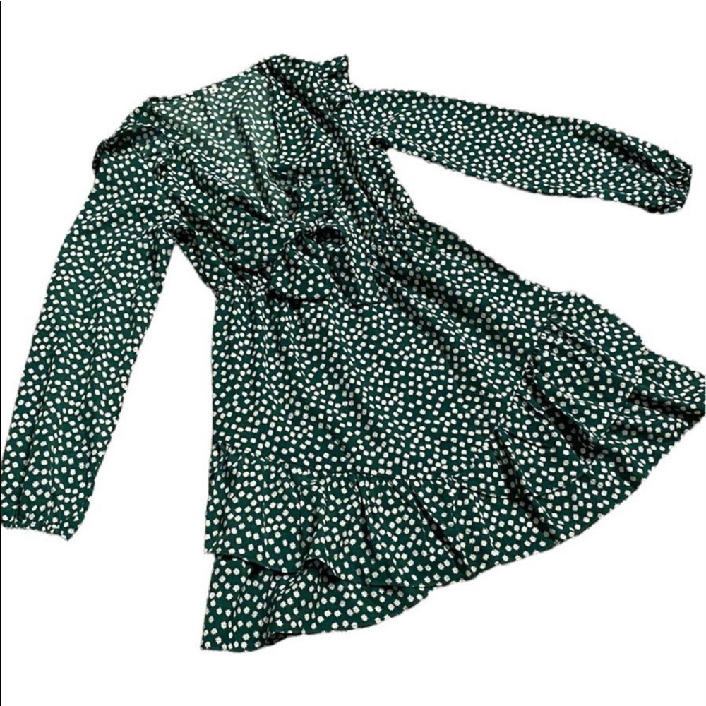 Floral dress green with white flowers